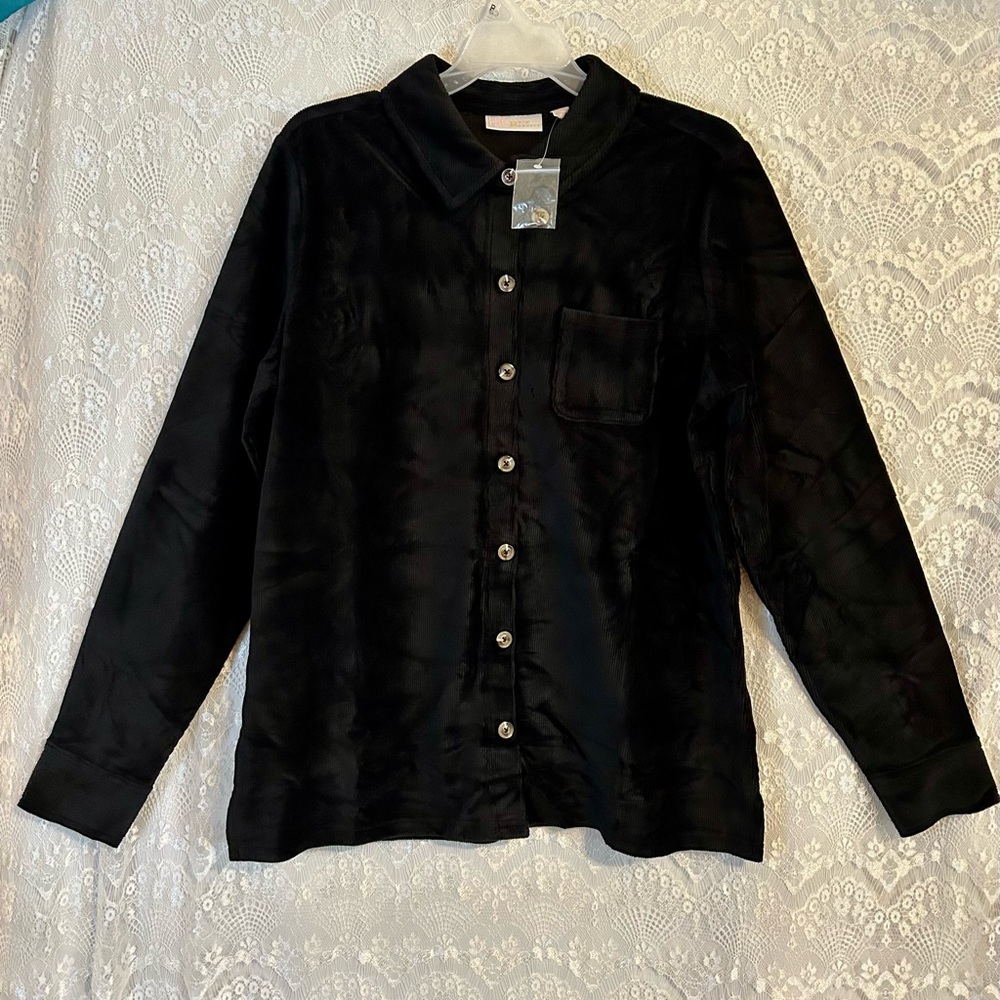 NWT Belle by Kim Gravel Button Down Cordoroy Shirt- Medium